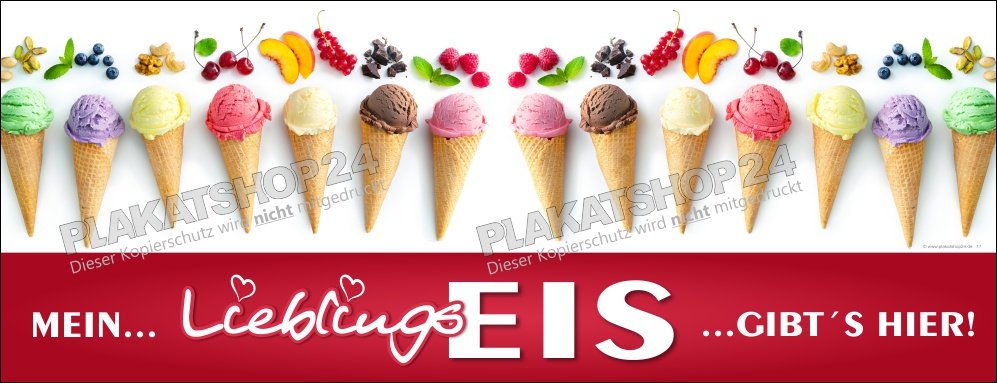 Eisdielenbanner / Eiscaféreklame / Kugeleisplane