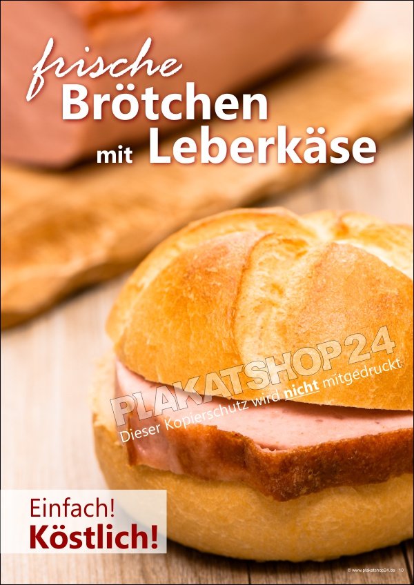 Werbeposter Brötchen mit Leberkäse