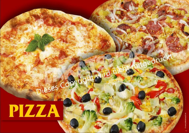 Pizza-Schild im Querformat