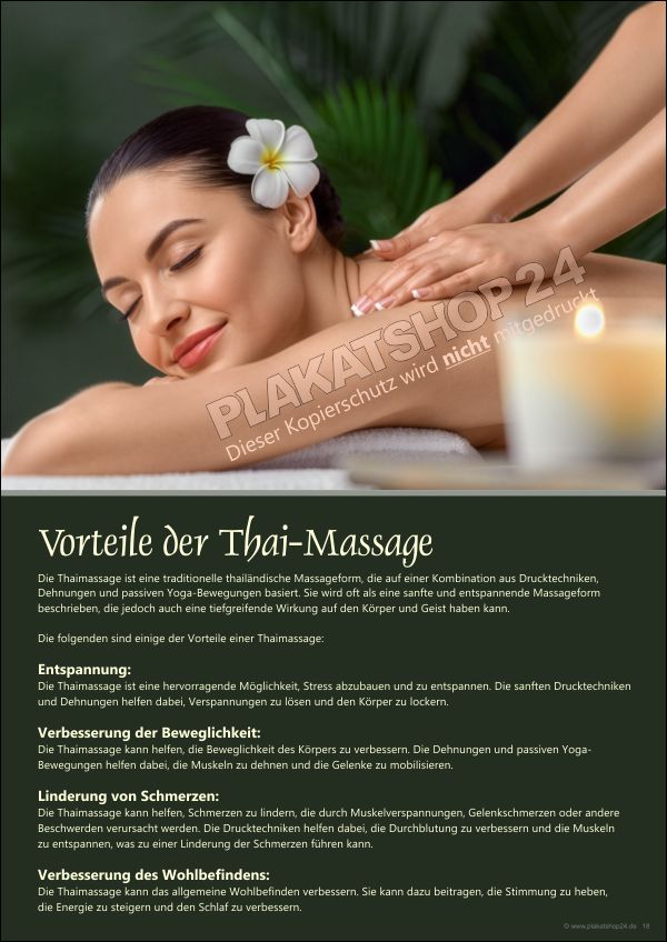 Infoplakat Vorteile der Thai-Massage | Wetterfeste PVC-Plane & Klebefolie | A4-A0 Infoplakat Vorteile der Thai-Massage | Wetterfeste PVC-Plane & Klebefolie | A4-A0