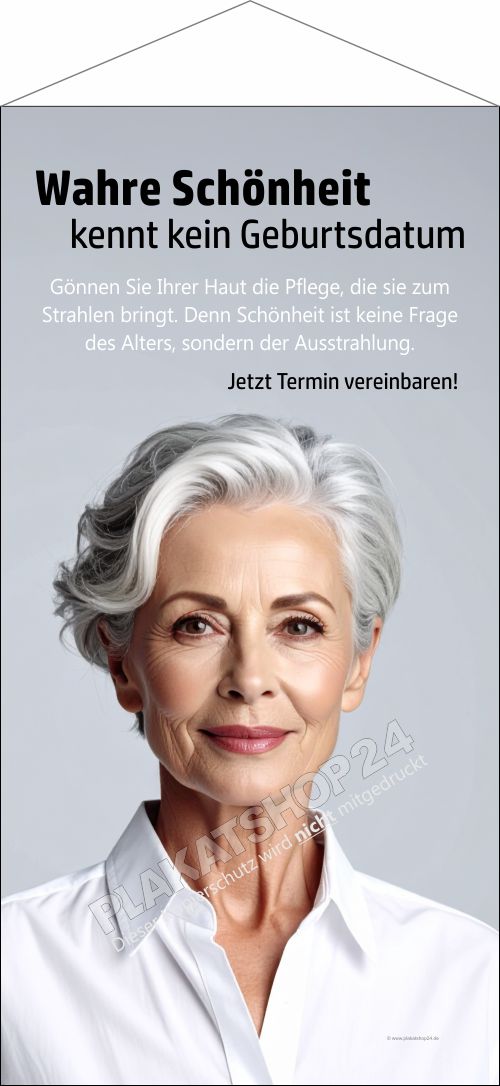 Textilbanner Zeitlose Eleganz: Professionelle Werbung für reife Haut