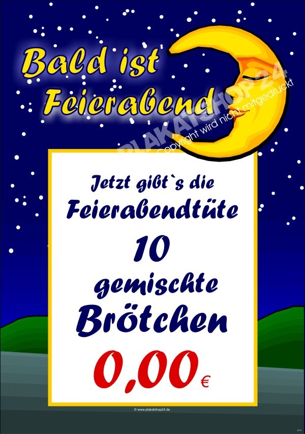 Bäckereiplakat Feierabendtüte für gemischte Brötchen