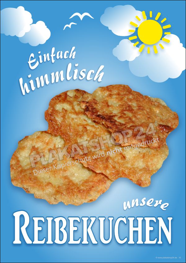 werbeschild-reibekuchen Imbiss-Plakat für Reibekuchen / Reibeplätzchen