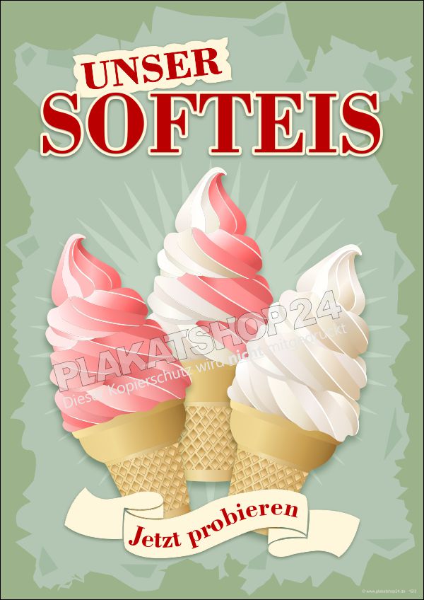 Plakat für Softeiswerbung