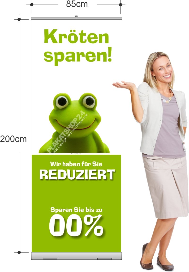 84ce6573060ccd44efb3d28a2ff42678 Rollup-Banner Kröten sparen als lustige Reduziert-Verkaufsaktion