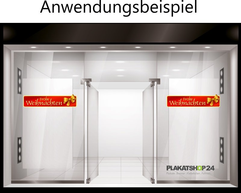 Anwendungsbeispiel_Aufkleber_Frohe_Weihnachten Selbstklebender Schriftzug Frohe Weihnachten
