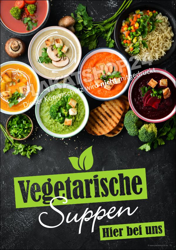 Werbeplakat für vegetarische Suppen 