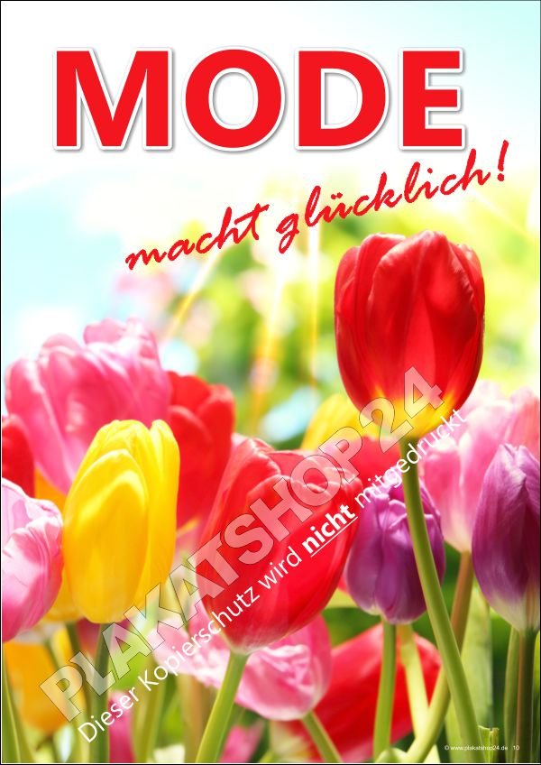 plakat-mode-macht-gluecklich Frühlingsposter für Schuhgeschäft