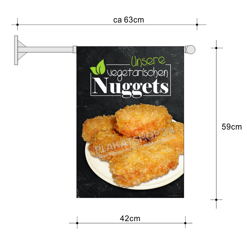 fahne-veggie-nuggets Werbefahne für Veggie-Hähnchen-Nuggets