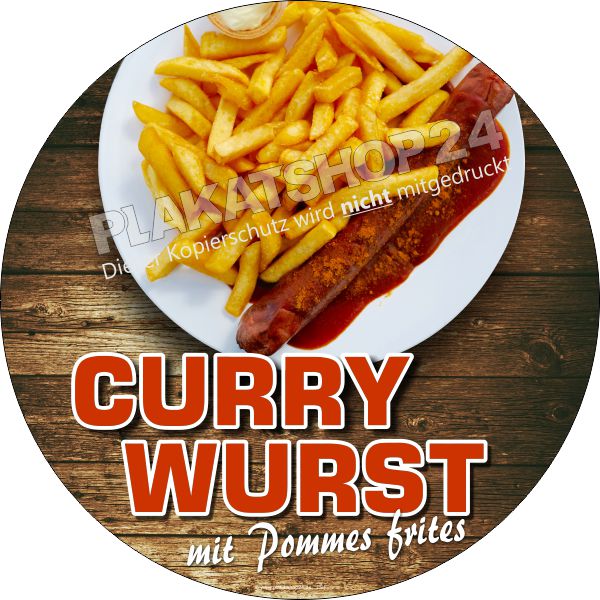 Aufkleber Currywurst mit Pommes