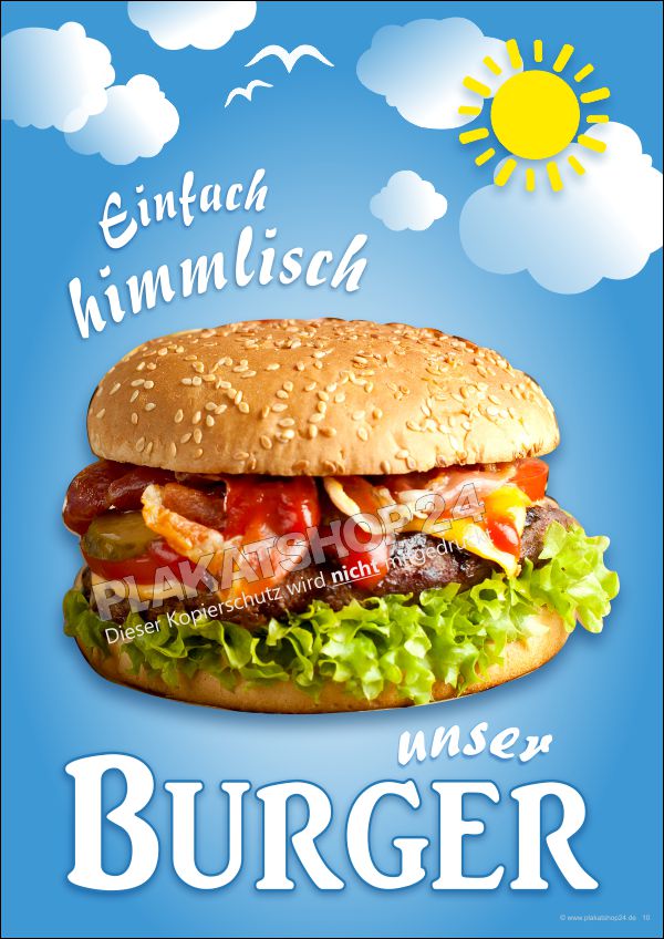 Imbissplakat für Hamburger-Reklame