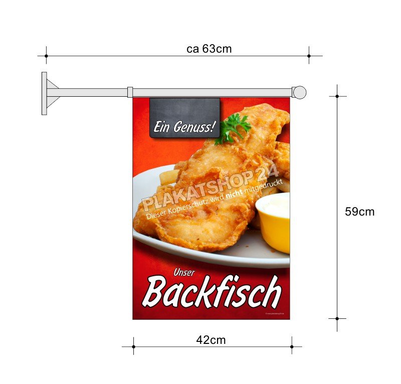 Backfisch-Fahne A2 für Werbung frischer Backfisch