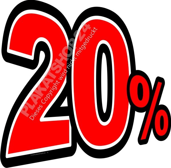 20 Prozent Aufkleber Klebefolie Sticker Schaufensterfolie