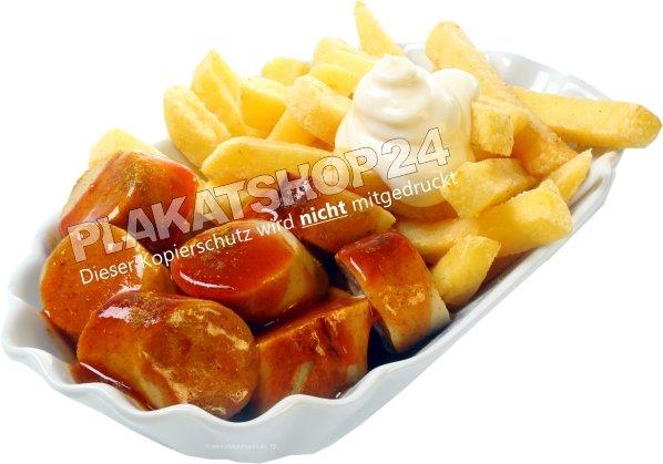 Werbefolie Currywurst mit Pommes und Majo