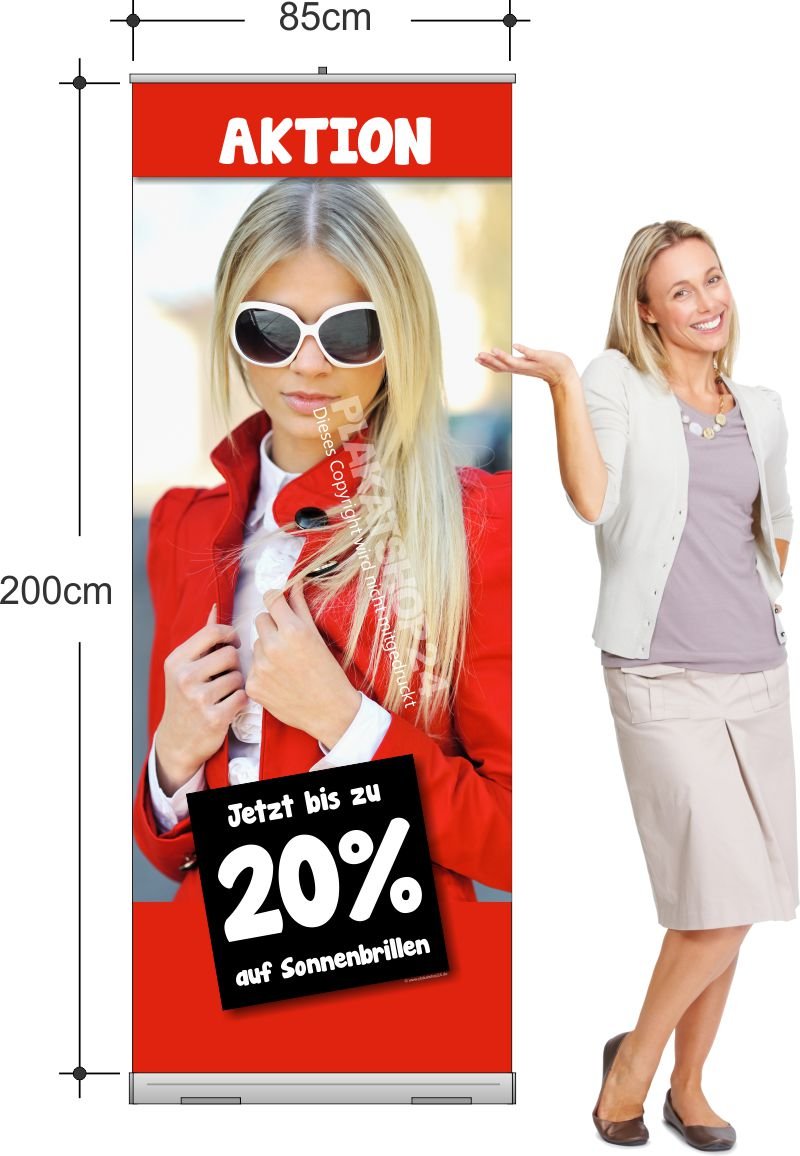 Rollup-Banner für Rabatt-Aktion beim Augenoptiker