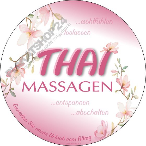 Blumiger Thaimassageaufkleber für Massagepraxis