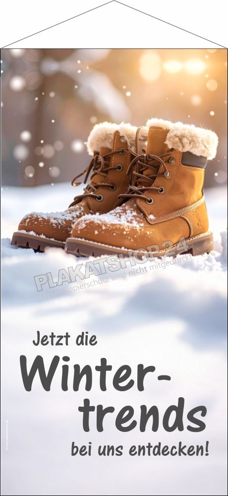 Stoffbanner Schuhwerbung Wintertrends