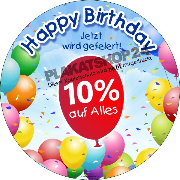 Klebesticker Happy Birthday 10%