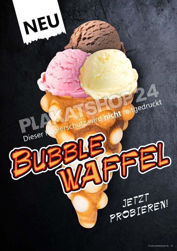 Streetfoodplakat Bubble-Waffel mit Eis