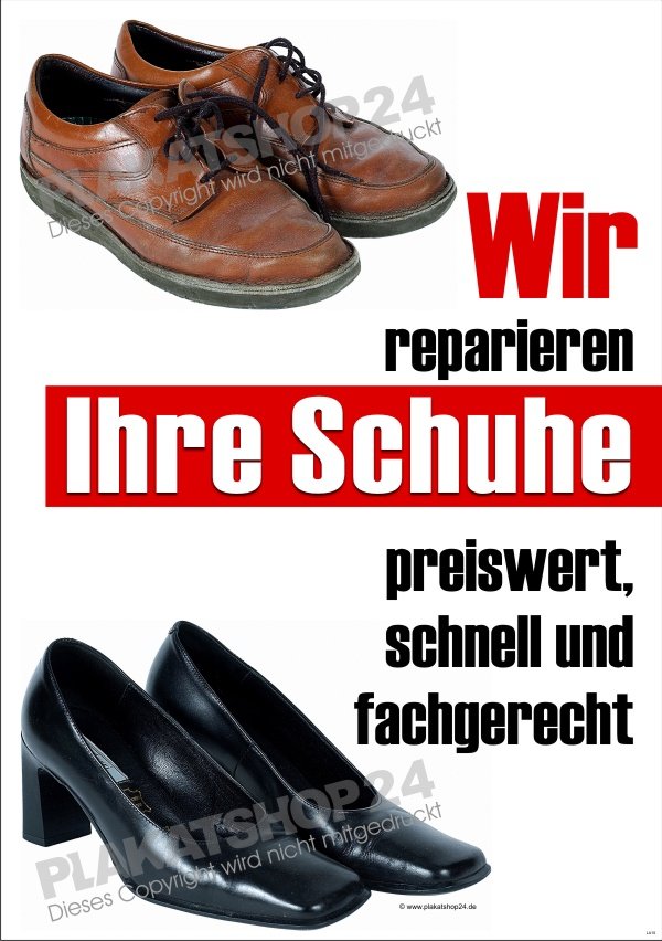 Schuhreparatur-Werbeplakat für Schuhgeschäft