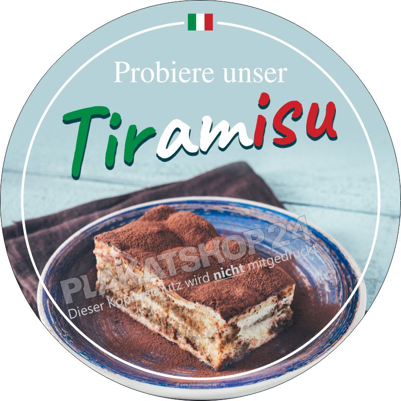 Aufkleber mit Werbung für Tiramisu Aufkleber mit Werbung für Tiramisu