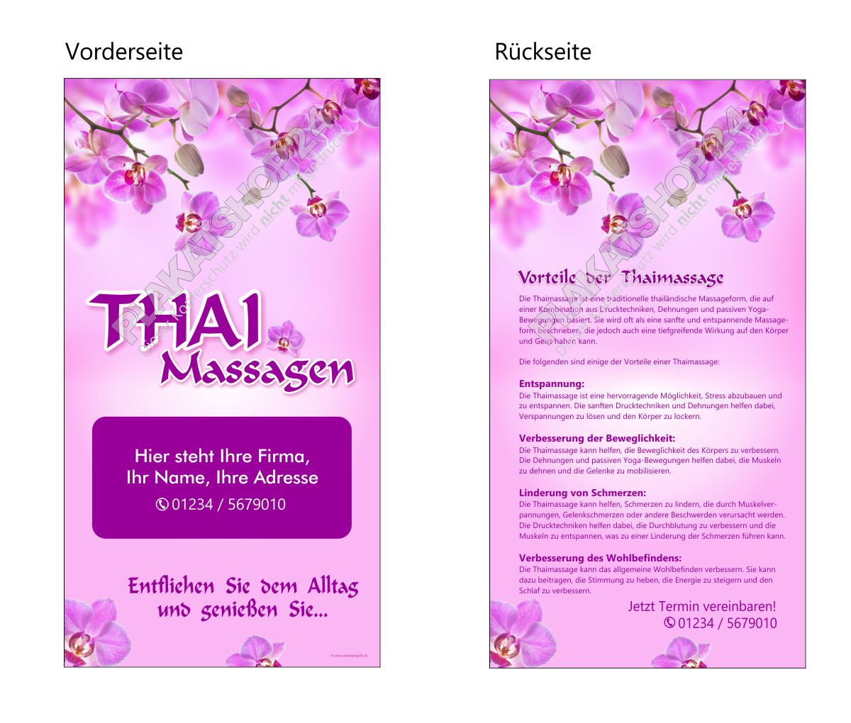 Thaimassage-Flyer zum günstigen Preis