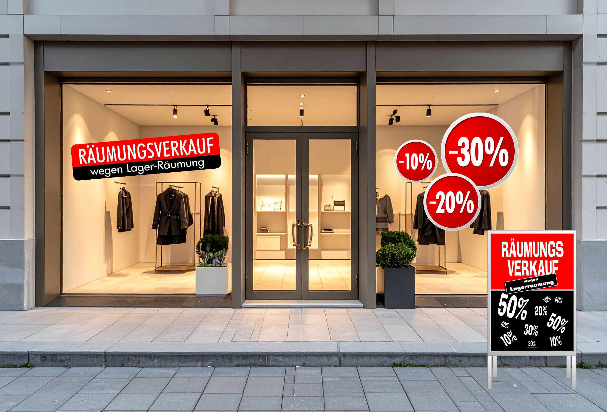 Werbeplakat Räumungsverkauf wegen Lagerräumung – Auffälliges Sale-Poster in Rot/Schwarz 📢 Werbeplakat Räumungsverkauf wegen Lagerräumung – Auffälliges Sale-Poster in Rot/Schwarz 📢