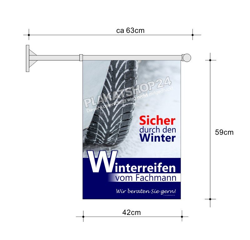 Reifen-Fahne A2 für Winterreifen-Werbung