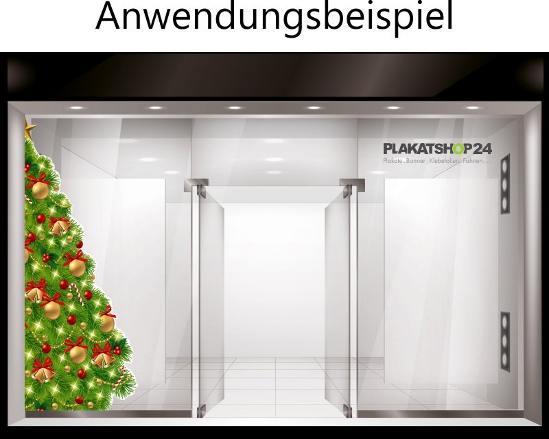 Klebefolie_Weihnachtsbaum_Schaufenster Fensterfolie halber Tannenbaum links