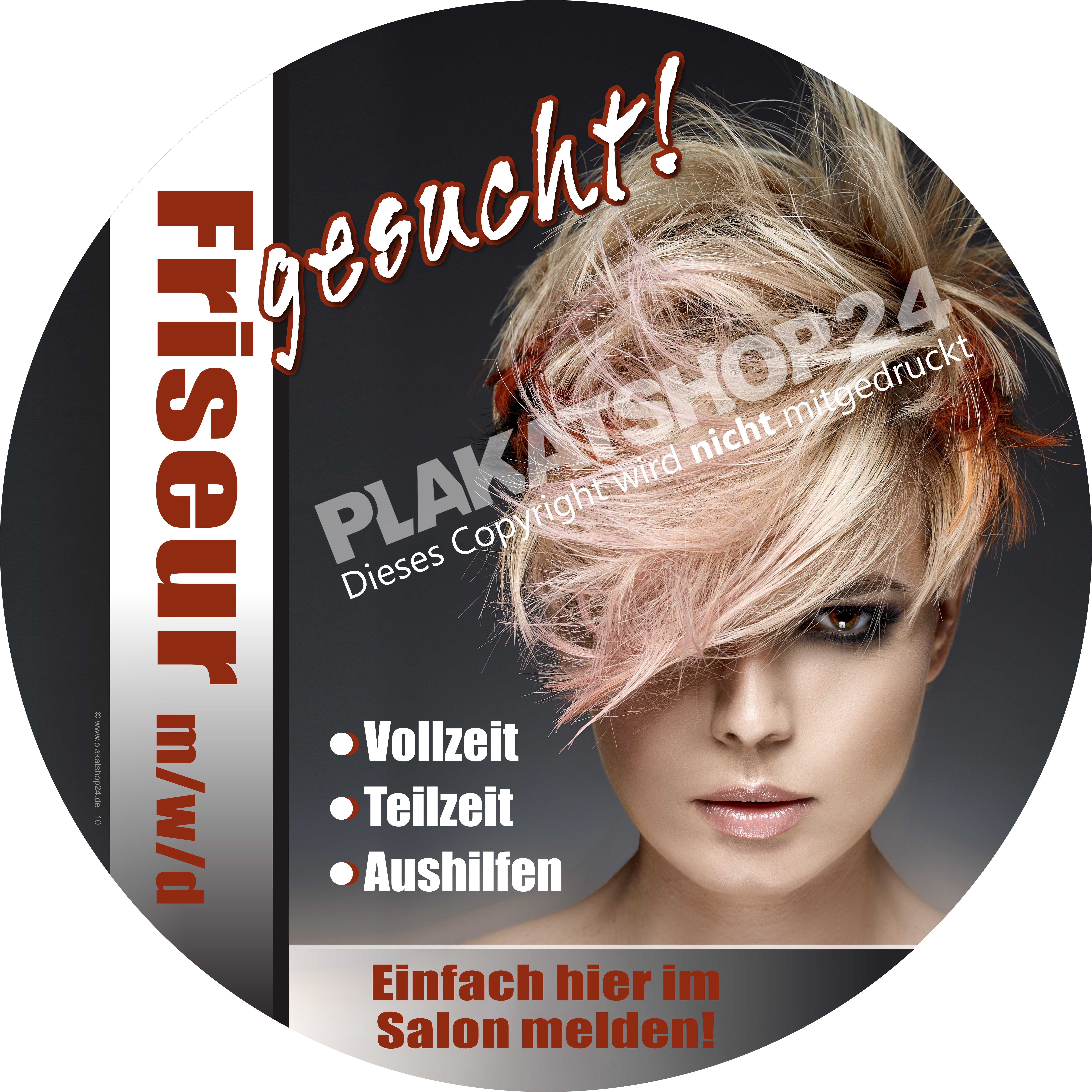 friseur-gesucht-aufkleber Angebots-Aufkleber auf einen Arbeitsplatz als Friseur/in