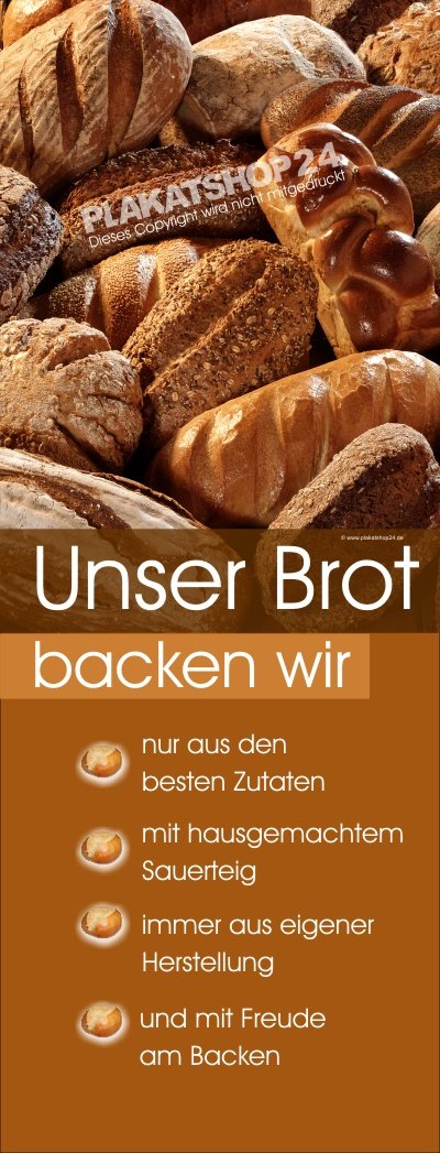 Bäckereibanner mit Brotfoto für Dekoration oder Schaufenster