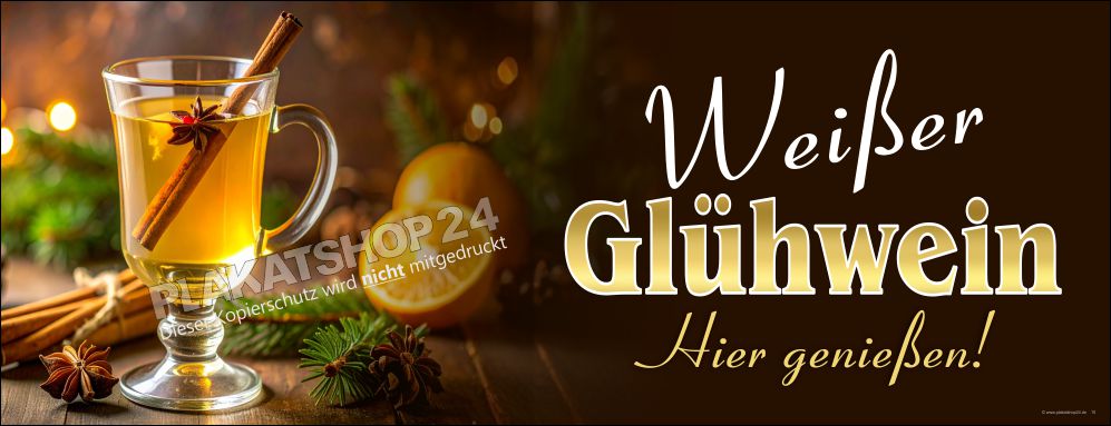Werbebanner für weißen Glühwein Genuss
