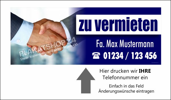 zu vermieten Banner für Vermietung von Haus, Wohnung, Ladenlokal und Geschäft
