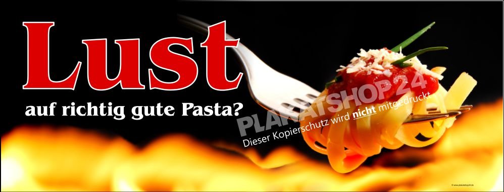 Werbebanner Lust auf Pasta mit Bild Spaghetti