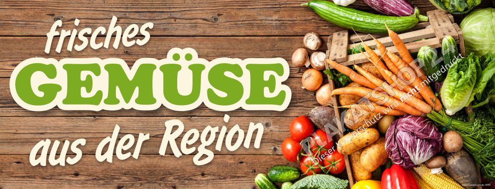 Werbebanner für den Verkauf von Gemüse aus der Region