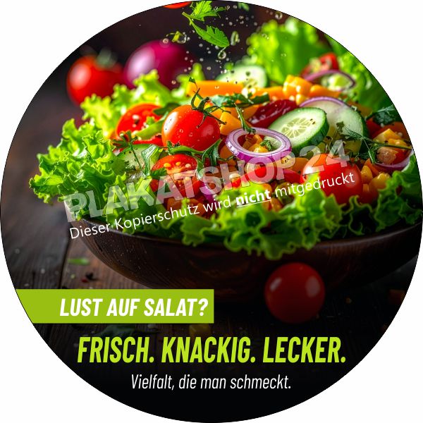 Runde Klebefolie "Lust auf Salat?" – Gastronomie Fenstertattoo & Schaufensteraufkleber rund