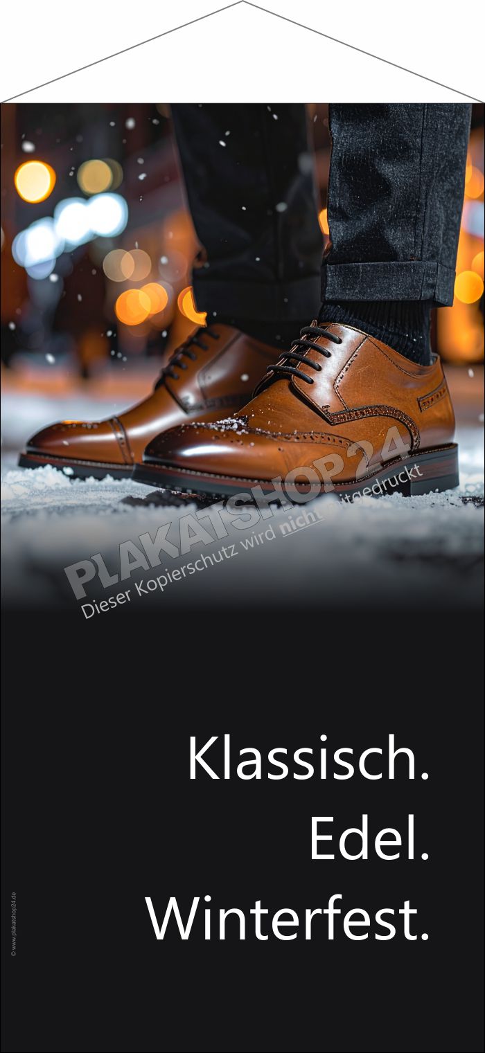 Deko Textilbanner klassische Herrenschuhe im Winter Deko Textilbanner klassische Herrenschuhe im Winter