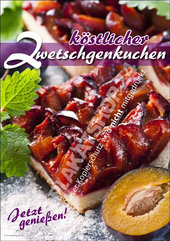 Zwetschgen-Kuchen-Plakat für Café/Bäckerei
