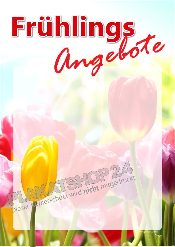 Frühlingsplakat mit Tulpenwiese für die Frühlingsdekoration