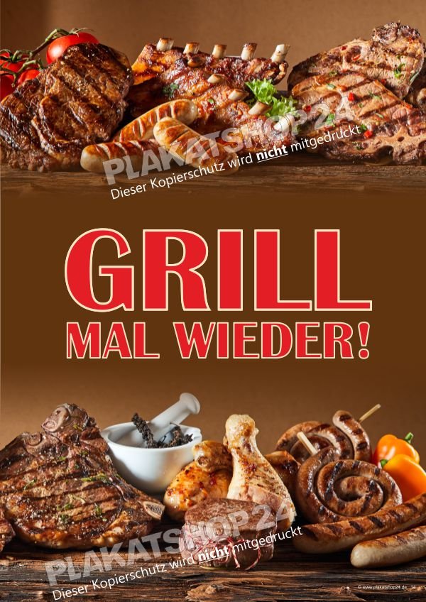 Fleischereiplakat Grill mal wieder