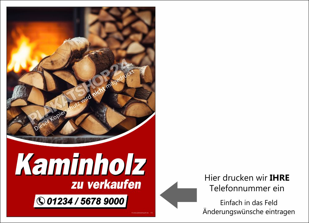 Kaminholz zu verkaufen Plakat