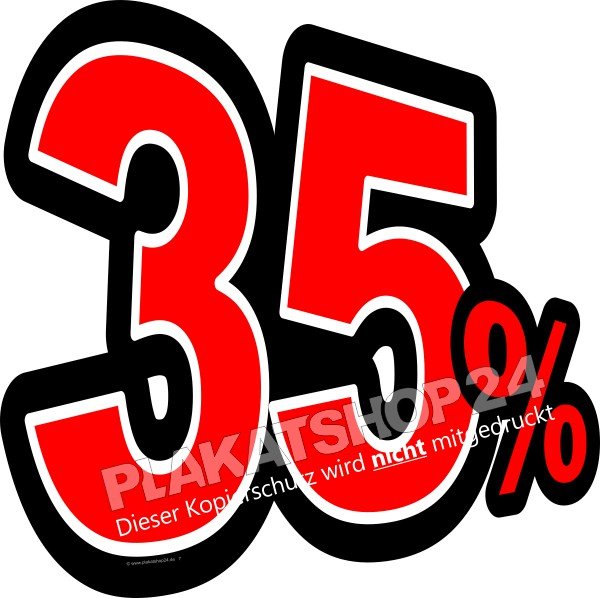 35 Prozent Aufkleber Klebefolie Sticker Schaufensterfolie