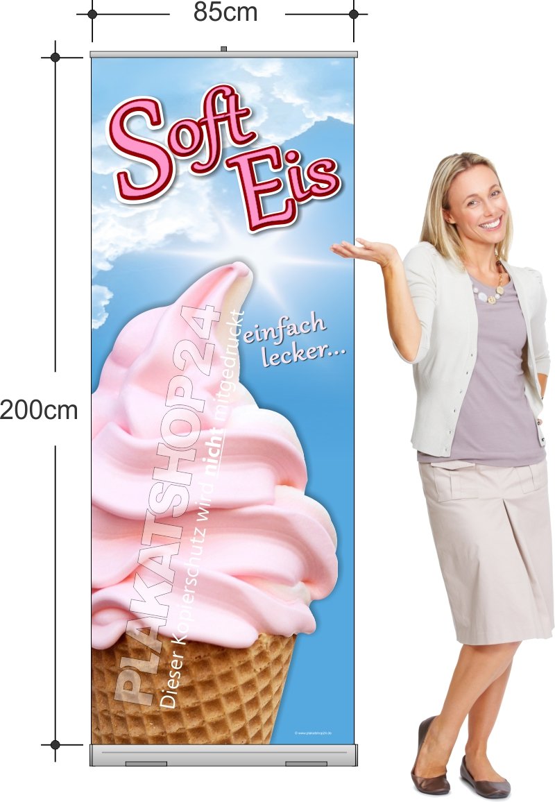 Rollupbanner für Softeis-Reklame