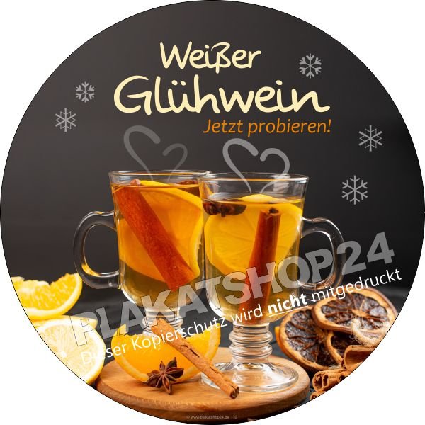 Weißer Glühwein-Aufkleber