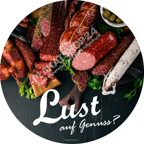 Mettwurstaufkleber Fleischereireklame