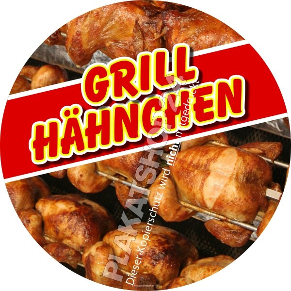 XA4469 Aufkleber Grillhähnchen mit Foto gegrillte Hähnchen