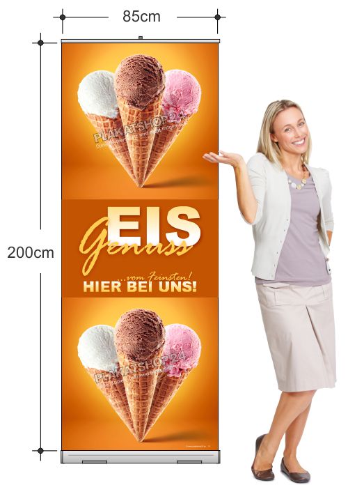Eiscafé-Rollupbanner für großflächige Eiscafé-Werbung