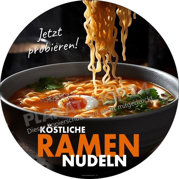 Schaufensteraufkleber mit Werbung für Ramennudeln Schaufensteraufkleber mit Werbung für Ramennudeln