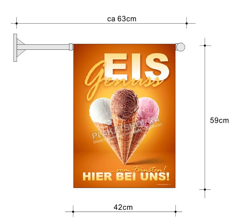 Wetterfeste Stockfahne Eiscreme-Verkauf