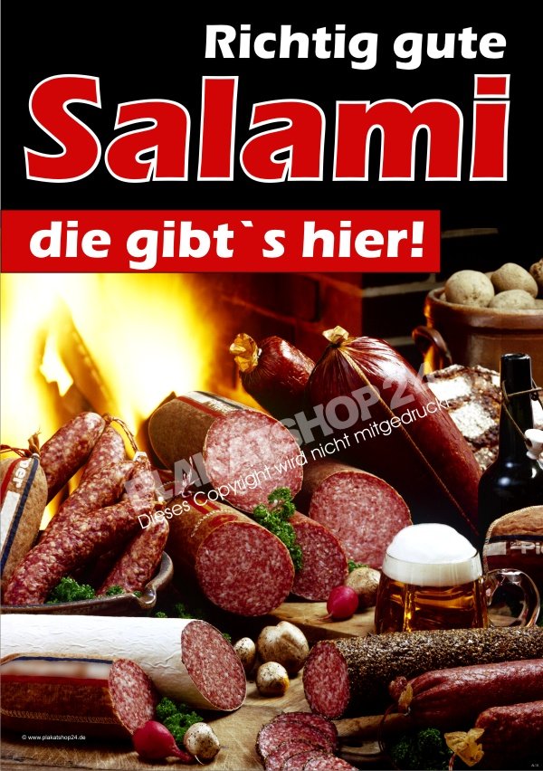 Salami-Plakat für Salami aus der Metzgerei